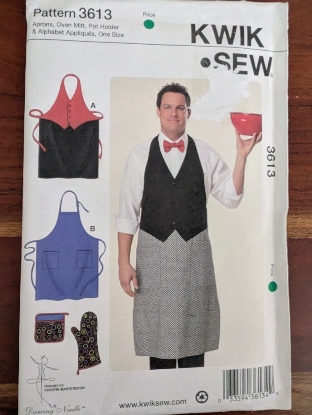 Kwik Sew 3613 Pattern for Aprons, Oven Mitts, Pot Holder, Appliques - Uncut